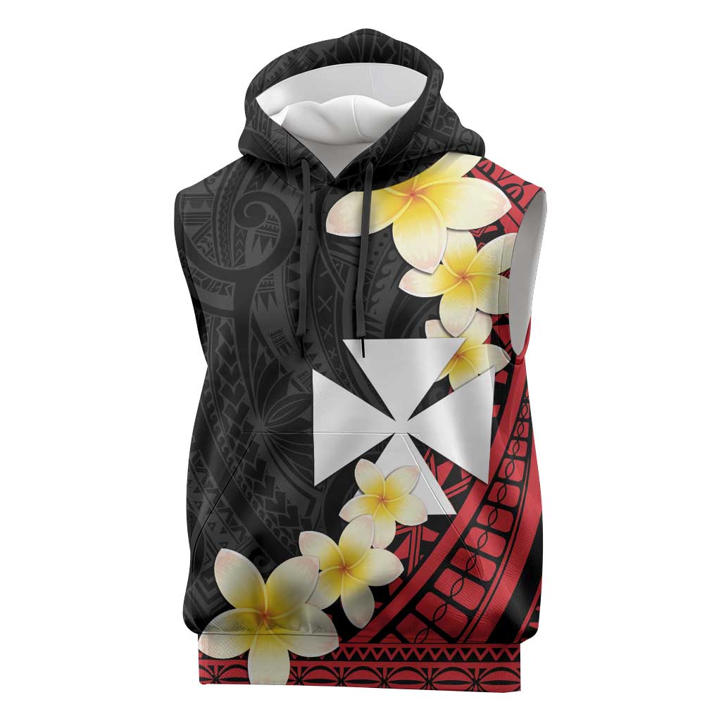 Uvea Chiefdom Wallis and Futuna Personalized Sleeveless Hoodie Frangipani Flowers Polynesian Pattern - Polynesian Pride