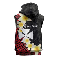 Uvea Chiefdom Wallis and Futuna Personalized Sleeveless Zip Hoodie Frangipani Flowers Polynesian Pattern - Polynesian Pride