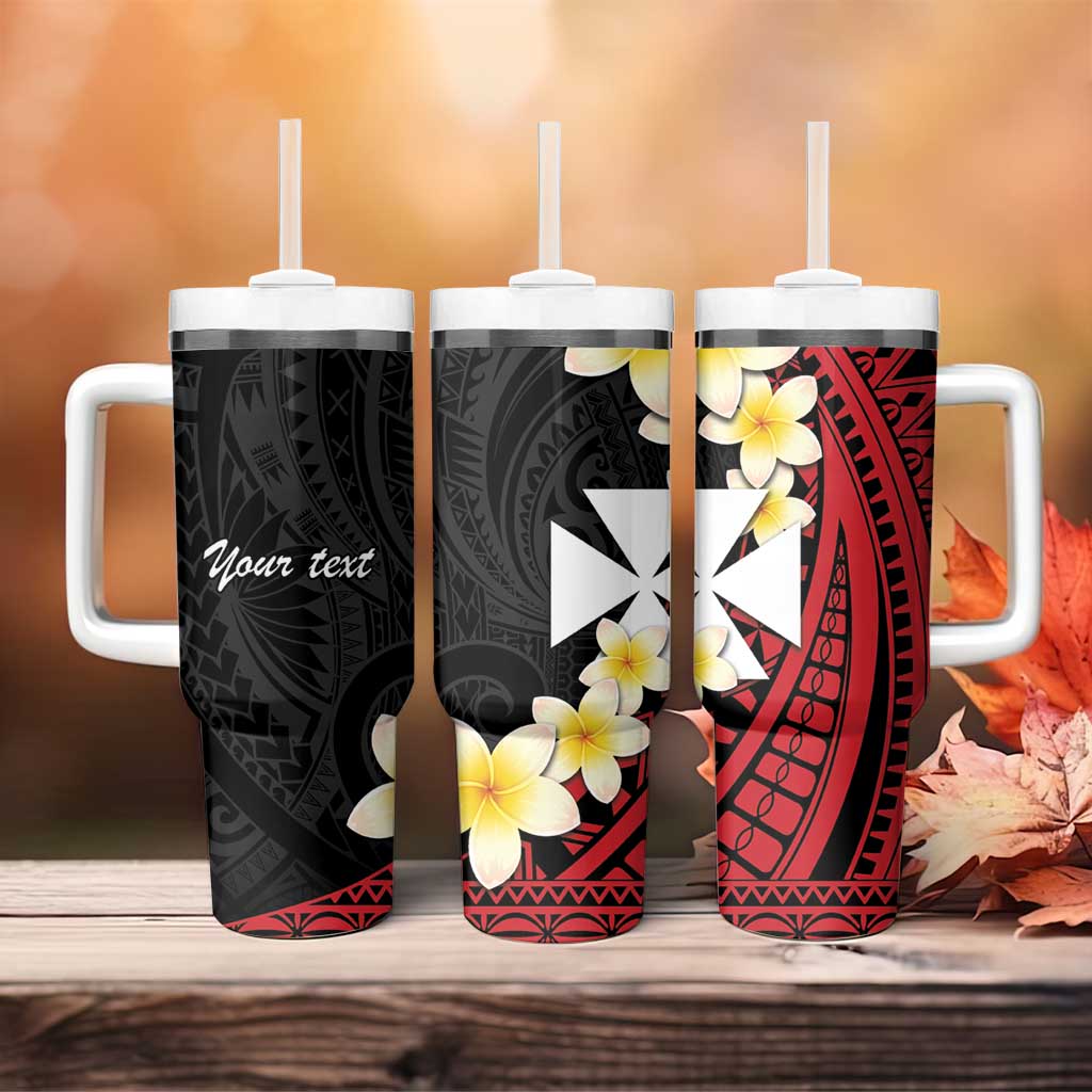 Uvea Chiefdom Wallis and Futuna Personalized Tumbler With Handle Frangipani Flowers Polynesian Pattern