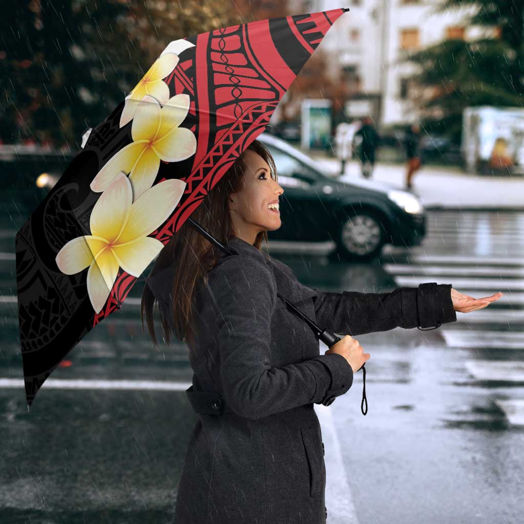 Uvea Chiefdom Wallis and Futuna Personalized Umbrella Frangipani Flowers Polynesian Pattern - Polynesian Pride