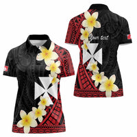 Uvea Chiefdom Wallis and Futuna Personalized Women Polo Shirt Frangipani Flowers Polynesian Pattern