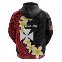 Uvea Chiefdom Wallis and Futuna Personalized Zip Hoodie Frangipani Flowers Polynesian Pattern