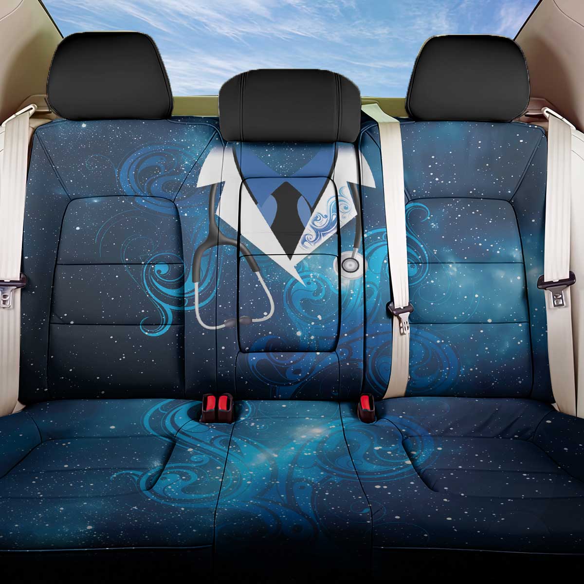 New Zealand Nurses RN Back Car Seat Cover Galaxy Stethoscope Maori Motif LT9 One Size Galaxy - Polynesian Pride