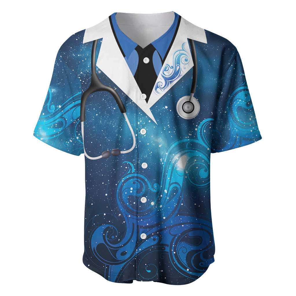 New Zealand Nurses RN Personalised Baseball Jersey Galaxy Stethoscope Maori Motif LT9 Galaxy - Polynesian Pride