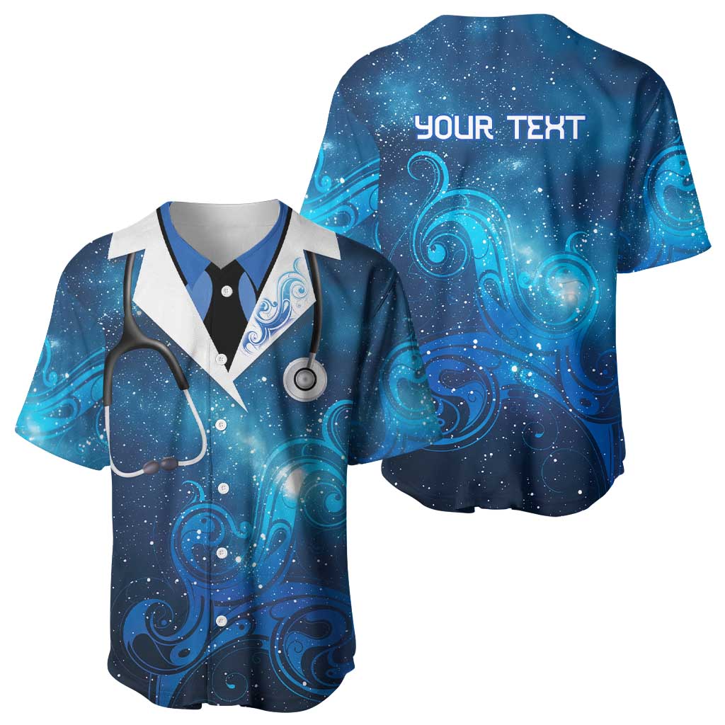 New Zealand Nurses RN Personalised Baseball Jersey Galaxy Stethoscope Maori Motif LT9 - Polynesian Pride