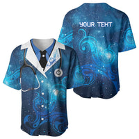 New Zealand Nurses RN Personalised Baseball Jersey Galaxy Stethoscope Maori Motif LT9 - Polynesian Pride