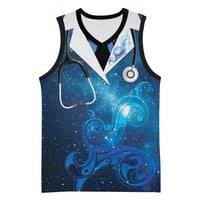 New Zealand Nurses RN Personalised Basketball Jersey Galaxy Stethoscope Maori Motif LT9 Unisex Galaxy - Polynesian Pride