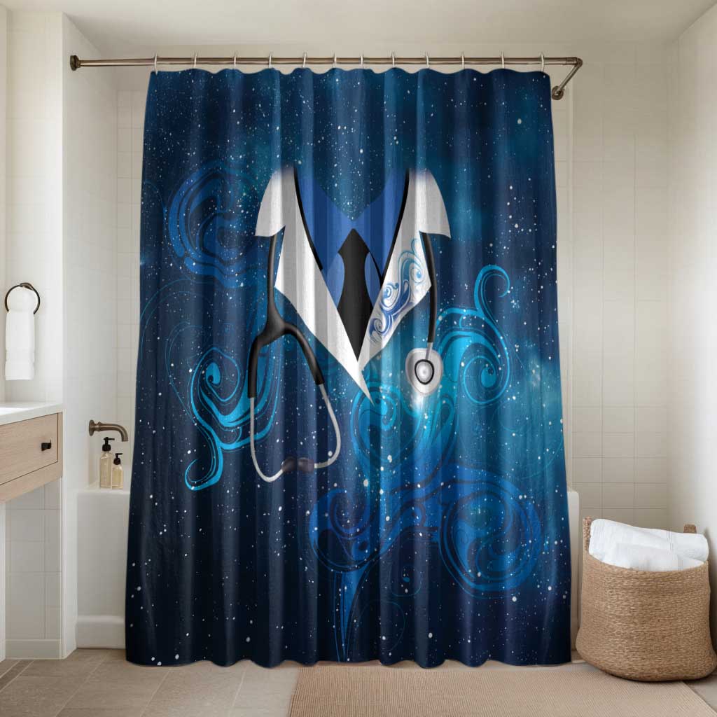 New Zealand Nurses RN Bathroom Set Galaxy Stethoscope Maori Motif LT9 Shower Curtain Only Galaxy - Polynesian Pride