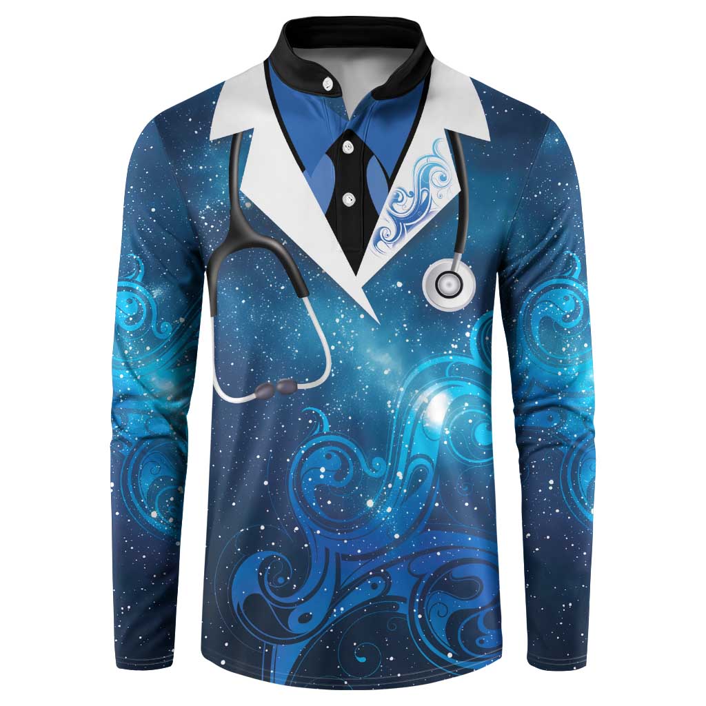 New Zealand Nurses RN Personalised Button Sweatshirt Galaxy Stethoscope Maori Motif LT9 Galaxy - Polynesian Pride