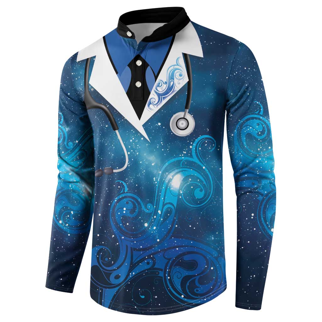 New Zealand Nurses RN Personalised Button Sweatshirt Galaxy Stethoscope Maori Motif LT9 - Polynesian Pride