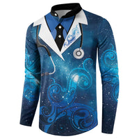 New Zealand Nurses RN Personalised Button Sweatshirt Galaxy Stethoscope Maori Motif LT9 - Polynesian Pride
