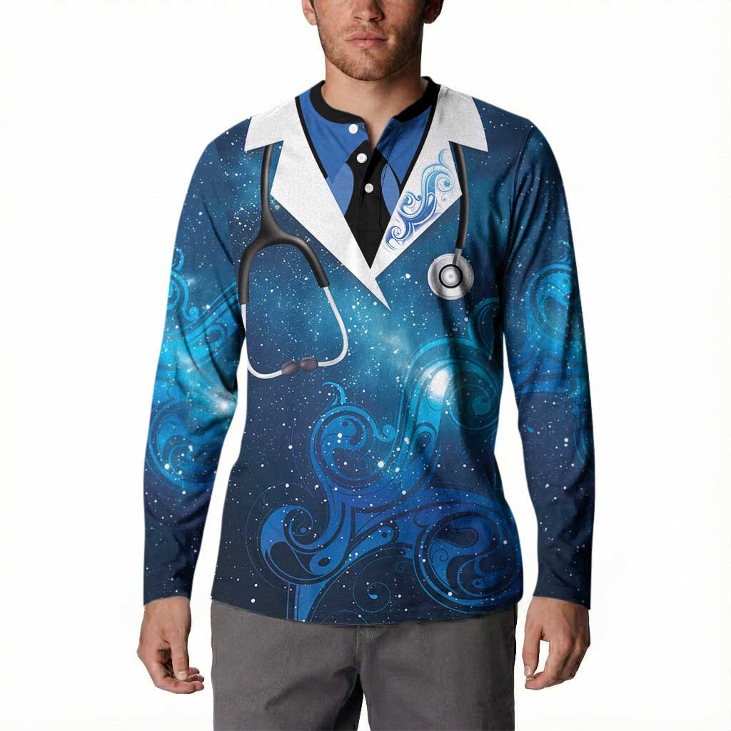 New Zealand Nurses RN Personalised Button Sweatshirt Galaxy Stethoscope Maori Motif LT9 - Polynesian Pride