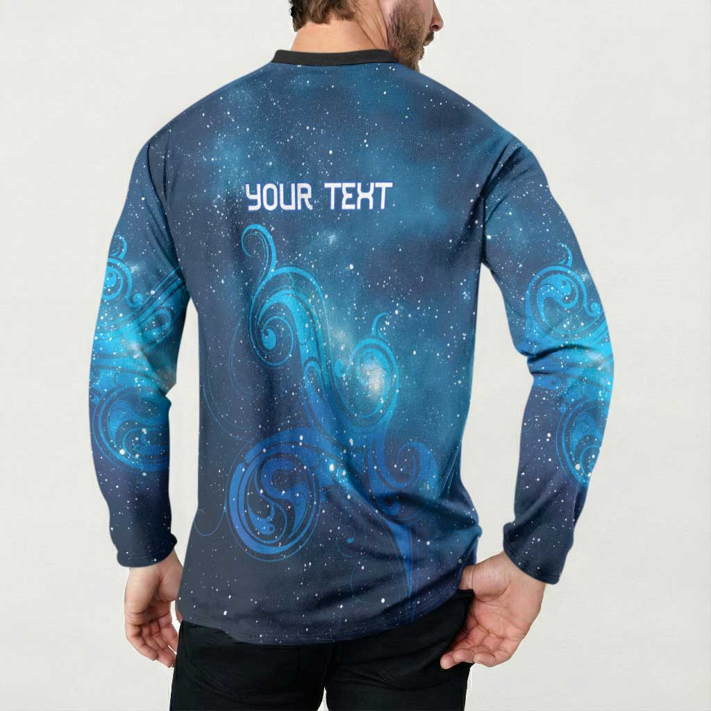 New Zealand Nurses RN Personalised Button Sweatshirt Galaxy Stethoscope Maori Motif LT9 - Polynesian Pride