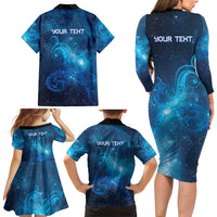 New Zealand Nurses RN Personalised Family Matching Long Sleeve Bodycon Dress and Hawaiian Shirt Galaxy Stethoscope Maori Motif