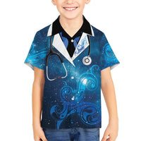 New Zealand Nurses RN Personalised Family Matching Long Sleeve Bodycon Dress and Hawaiian Shirt Galaxy Stethoscope Maori Motif