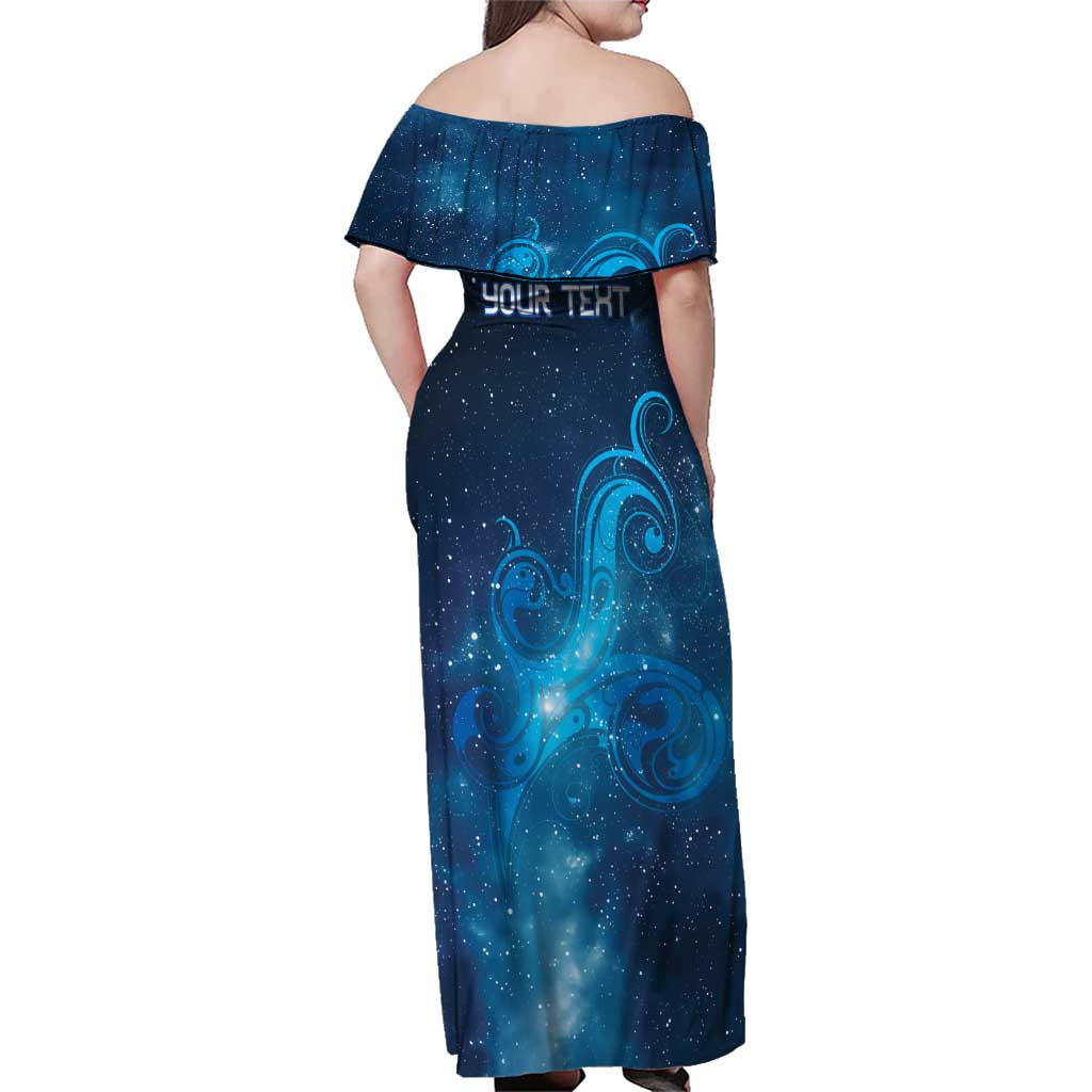 New Zealand Nurses RN Personalised Family Matching Off Shoulder Maxi Dress and Hawaiian Shirt Galaxy Stethoscope Maori Motif