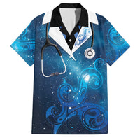 New Zealand Nurses RN Personalised Family Matching Off Shoulder Short Dress and Hawaiian Shirt Galaxy Stethoscope Maori Motif