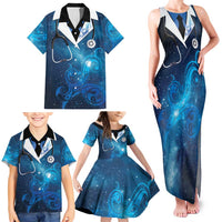 New Zealand Nurses RN Personalised Family Matching Tank Maxi Dress and Hawaiian Shirt Galaxy Stethoscope Maori Motif