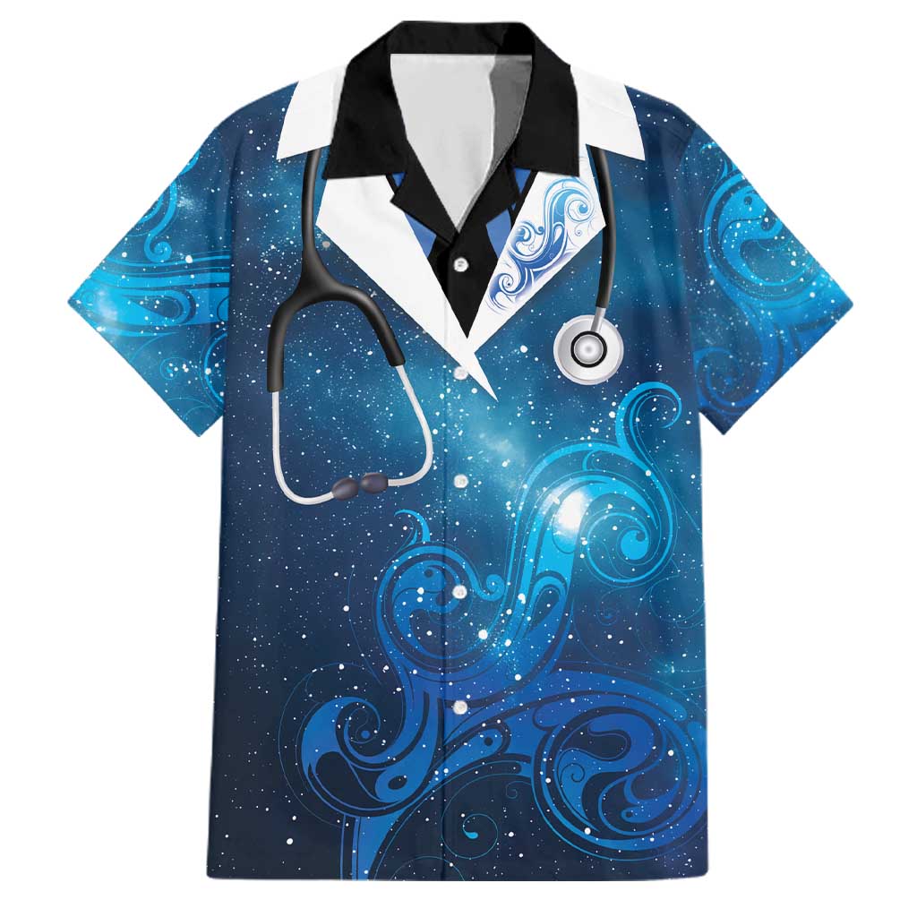 New Zealand Nurses RN Personalised Family Matching Tank Maxi Dress and Hawaiian Shirt Galaxy Stethoscope Maori Motif