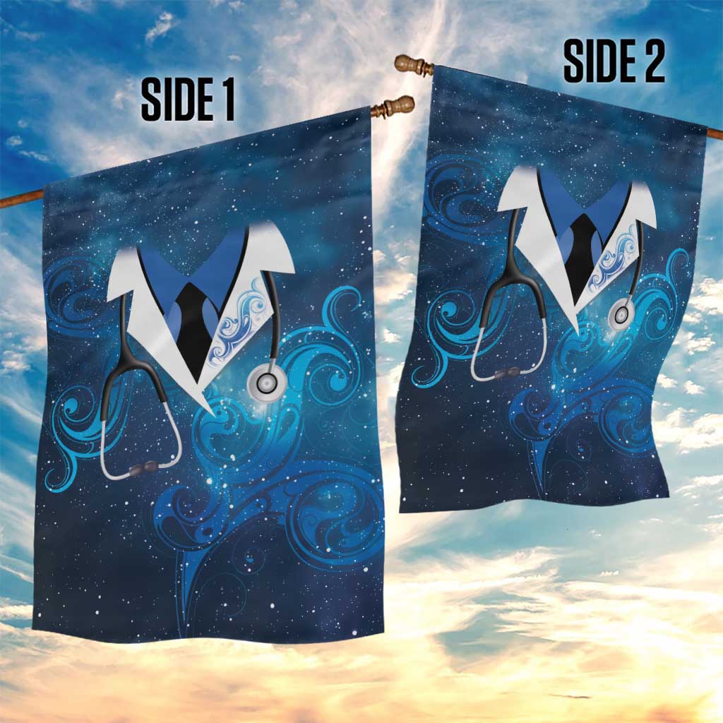 New Zealand Nurses RN Garden Flag Galaxy Stethoscope Maori Motif LT9 - Polynesian Pride