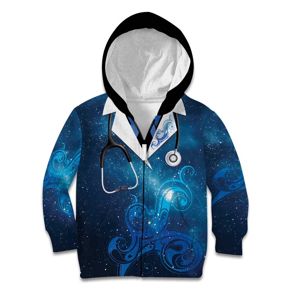 New Zealand Nurses RN Personalised Kid Hoodie Galaxy Stethoscope Maori Motif LT9 Zip Hoodie Galaxy - Polynesian Pride