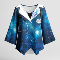 New Zealand Nurses RN Personalised Kimono Sleeve Blouse Galaxy Stethoscope Maori Motif LT9 Female Galaxy - Polynesian Pride