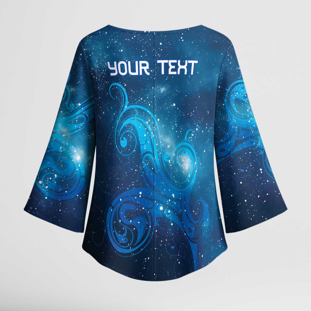 New Zealand Nurses RN Personalised Kimono Sleeve Blouse Galaxy Stethoscope Maori Motif LT9 - Polynesian Pride
