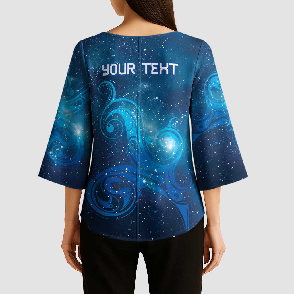 New Zealand Nurses RN Personalised Kimono Sleeve Blouse Galaxy Stethoscope Maori Motif LT9 - Polynesian Pride