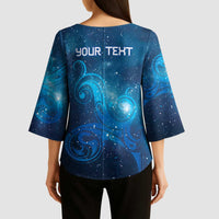 New Zealand Nurses RN Personalised Kimono Sleeve Blouse Galaxy Stethoscope Maori Motif LT9 - Polynesian Pride
