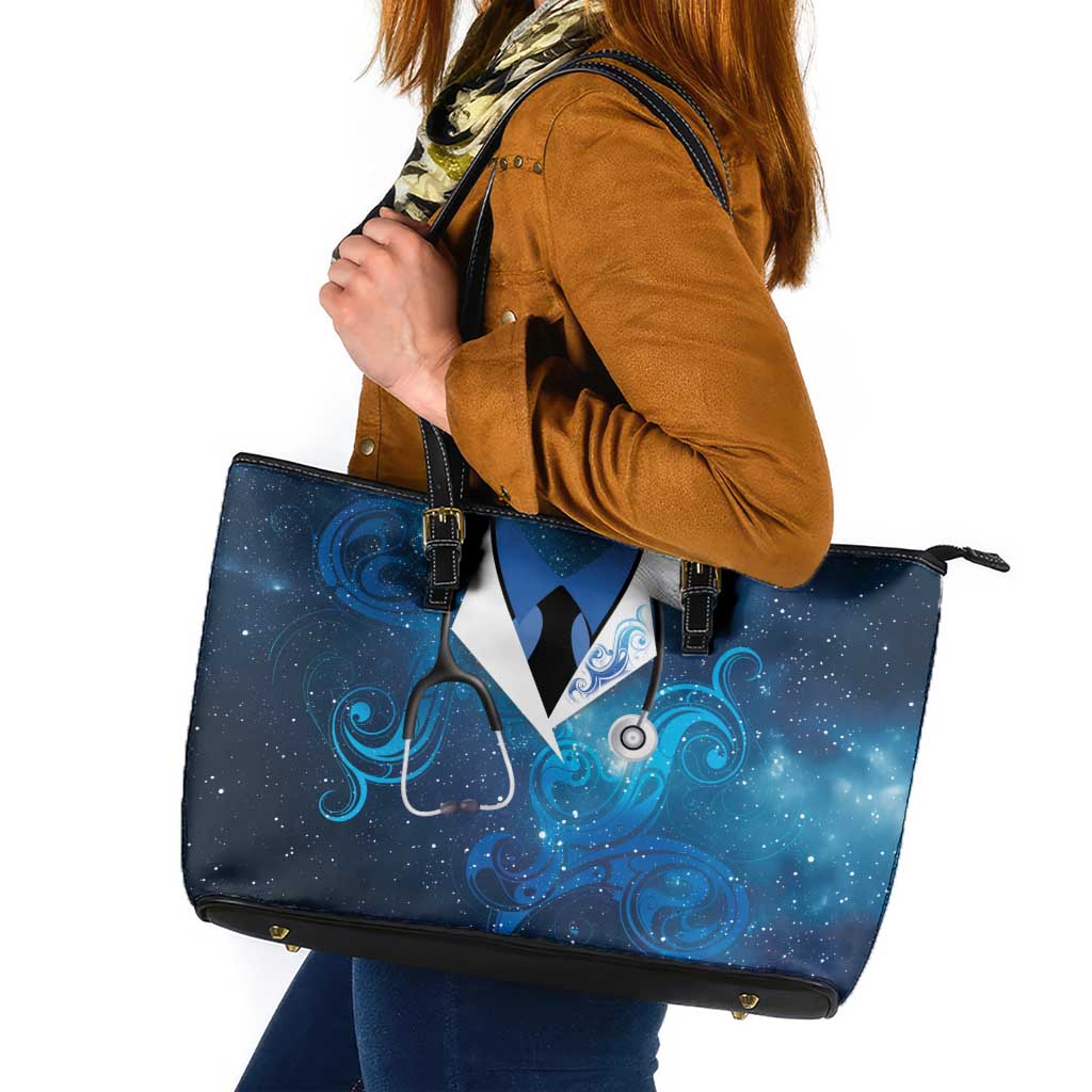 New Zealand Nurses RN Leather Tote Bag Galaxy Stethoscope Maori Motif LT9 Galaxy - Polynesian Pride
