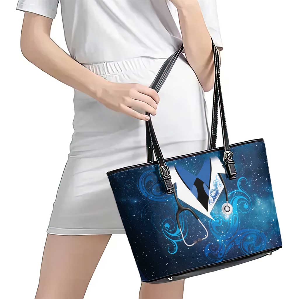 New Zealand Nurses RN Leather Tote Bag Galaxy Stethoscope Maori Motif LT9 - Polynesian Pride