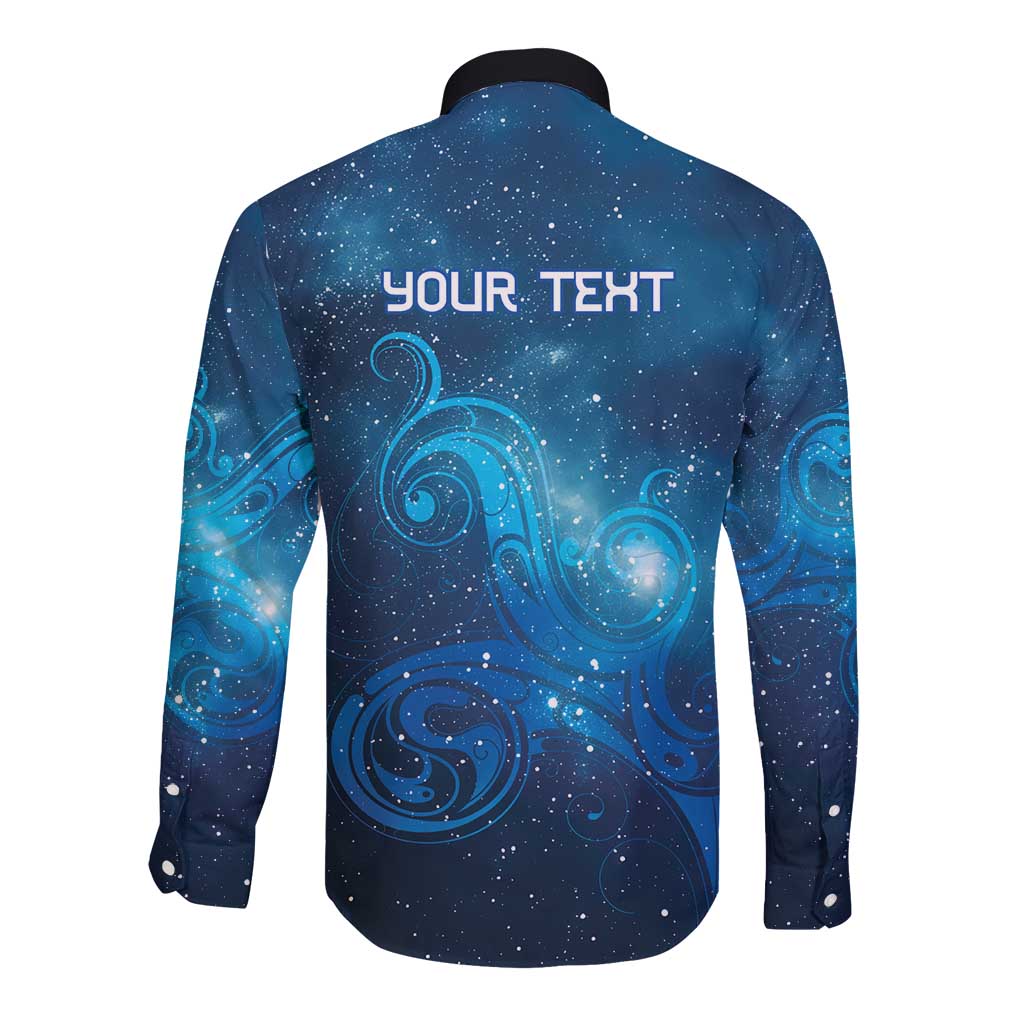 New Zealand Nurses RN Personalised Long Sleeve Button Shirt Galaxy Stethoscope Maori Motif LT9 - Polynesian Pride