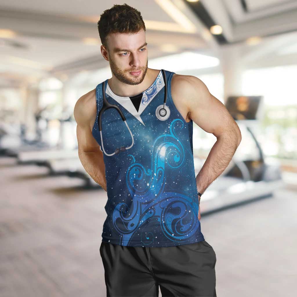 New Zealand Nurses RN Personalised Men Tank Top Galaxy Stethoscope Maori Motif LT9 Galaxy - Polynesian Pride
