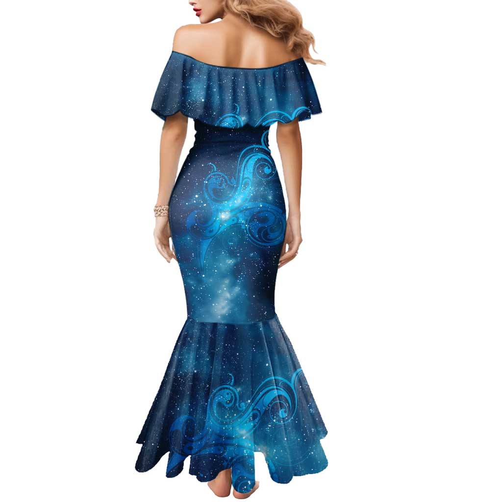 New Zealand Nurses RN Personalised Mermaid Dress Galaxy Stethoscope Maori Motif LT9 - Polynesian Pride