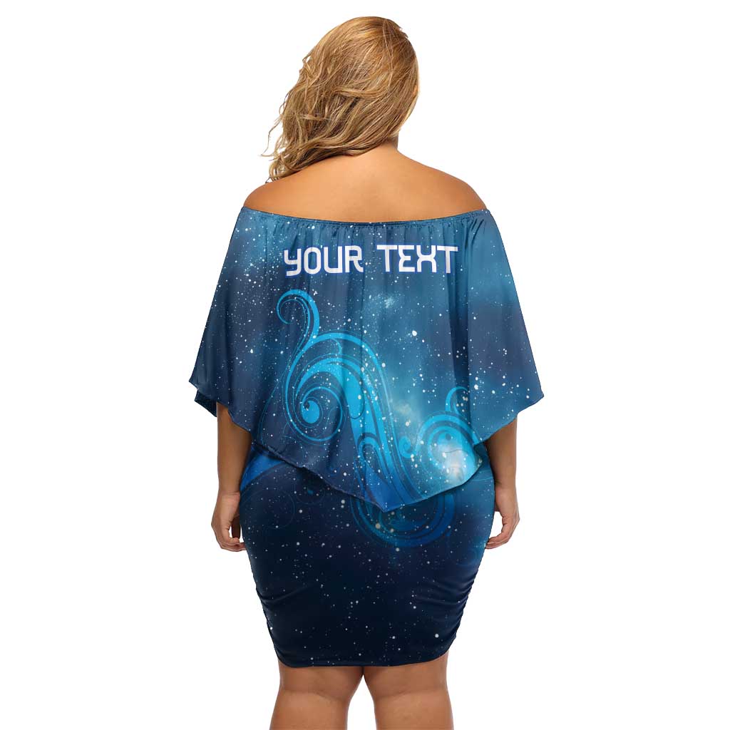 New Zealand Nurses RN Personalised Off Shoulder Short Dress Galaxy Stethoscope Maori Motif LT9 - Polynesian Pride