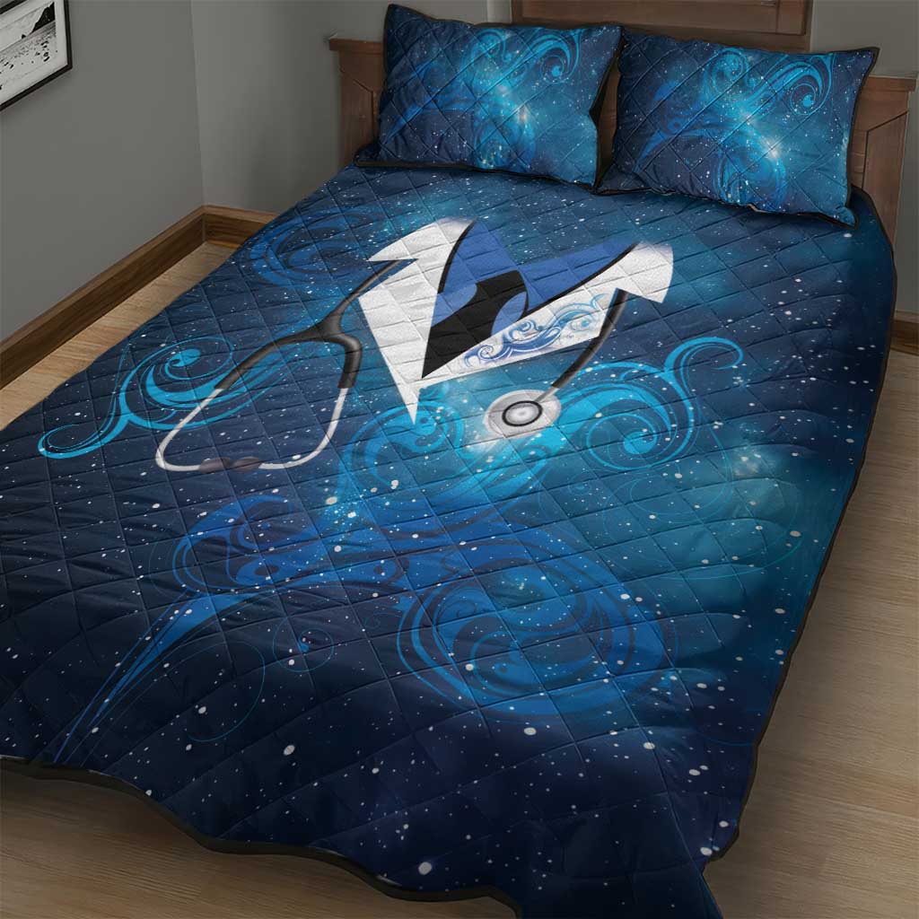 New Zealand Nurses RN Quilt Bed Set Galaxy Stethoscope Maori Motif LT9 - Polynesian Pride
