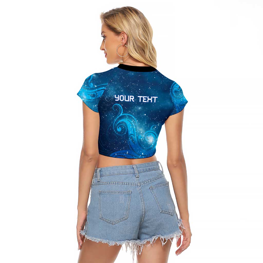 New Zealand Nurses RN Personalised Raglan Cropped T Shirt Galaxy Stethoscope Maori Motif LT9 - Polynesian Pride