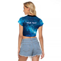 New Zealand Nurses RN Personalised Raglan Cropped T Shirt Galaxy Stethoscope Maori Motif LT9 - Polynesian Pride