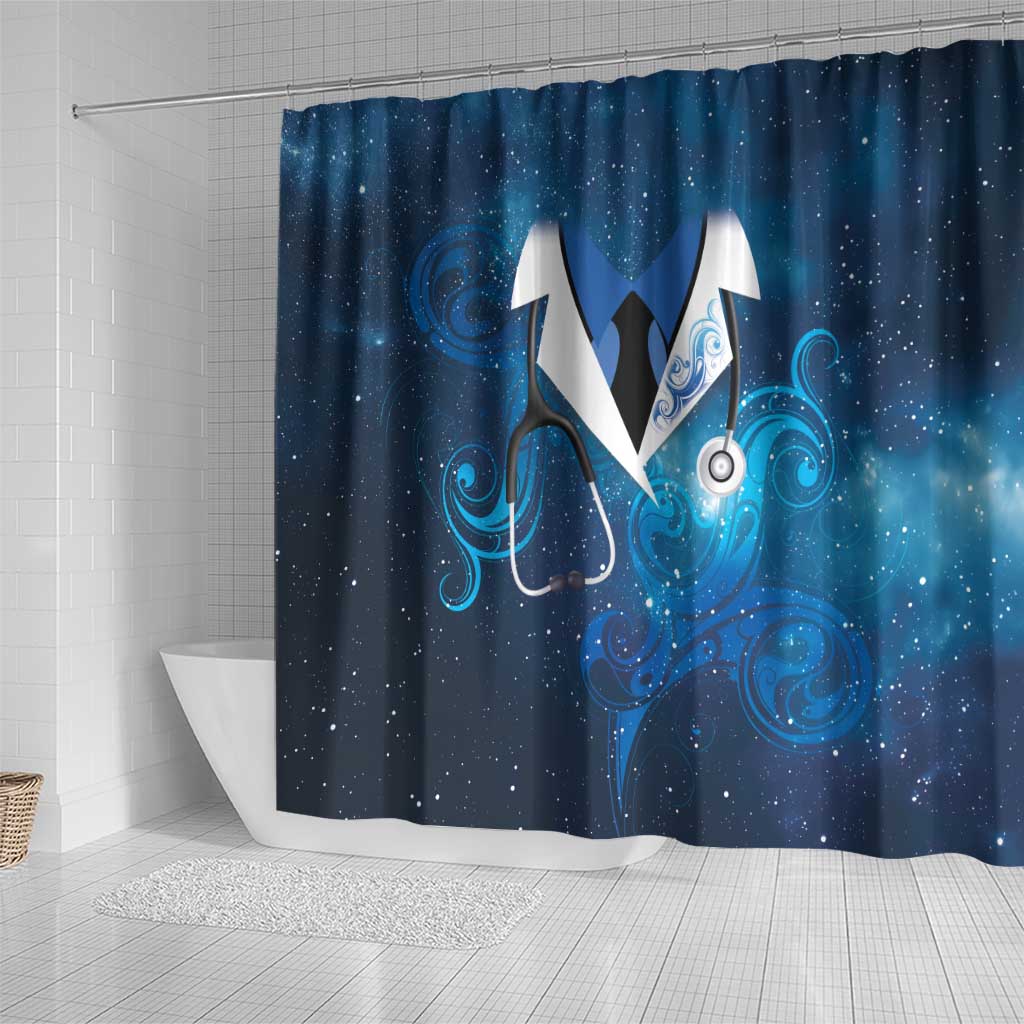 New Zealand Nurses RN Shower Curtain Galaxy Stethoscope Maori Motif LT9 - Polynesian Pride