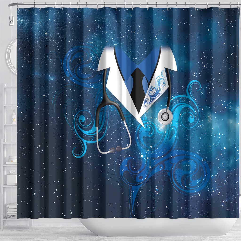 New Zealand Nurses RN Shower Curtain Galaxy Stethoscope Maori Motif LT9 - Polynesian Pride