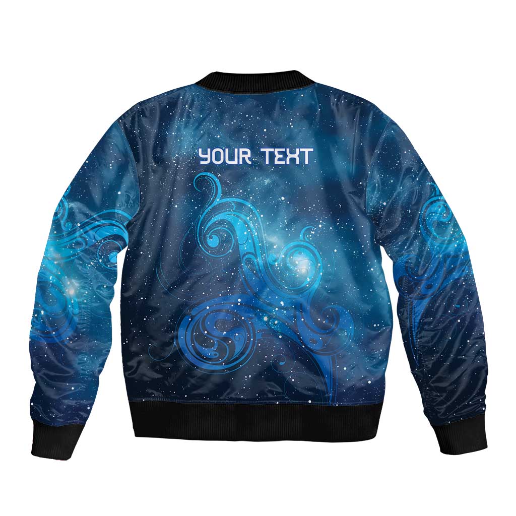 New Zealand Nurses RN Personalised Sleeve Zip Bomber Jacket Galaxy Stethoscope Maori Motif LT9 - Polynesian Pride
