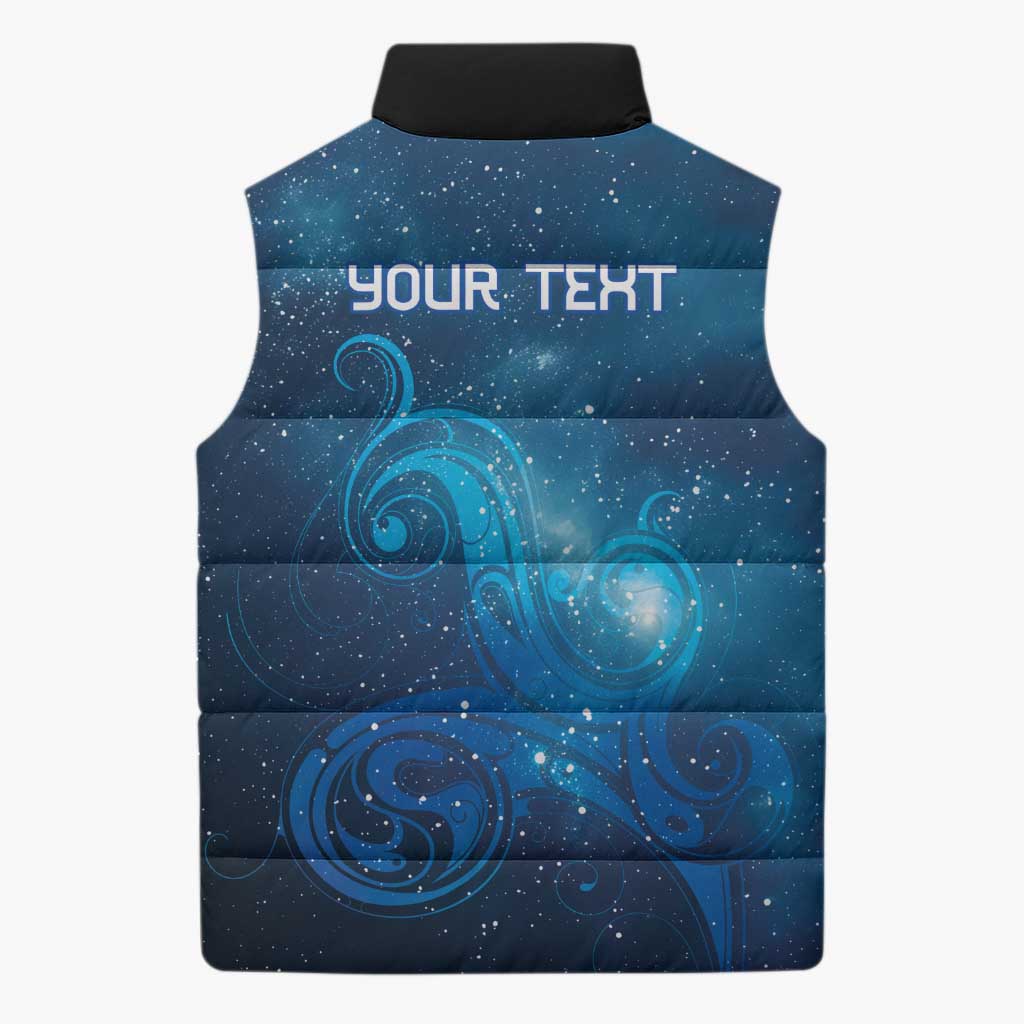 New Zealand Nurses RN Personalised Sleeveless Puffer Jacket Galaxy Stethoscope Maori Motif