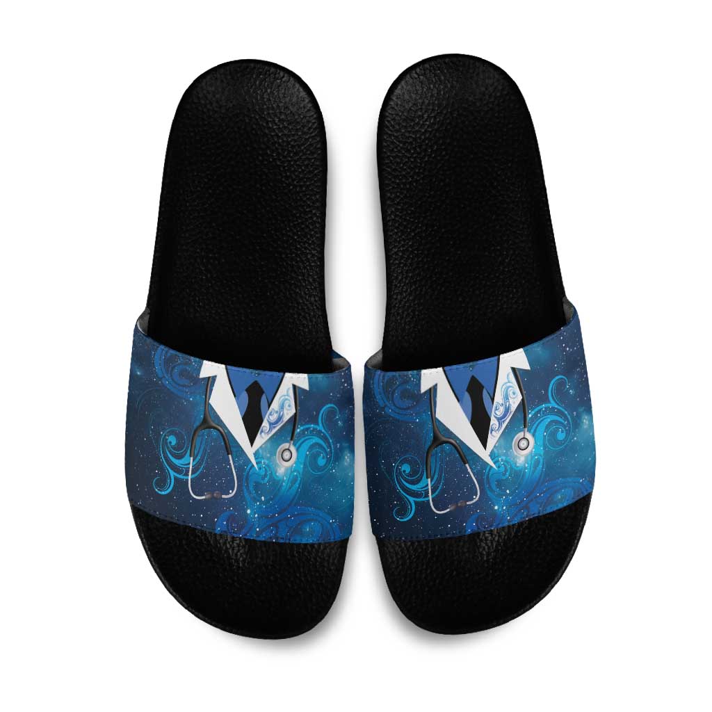 New Zealand Nurses RN Slide Sandals Galaxy Stethoscope Maori Motif LT9 Galaxy - Polynesian Pride