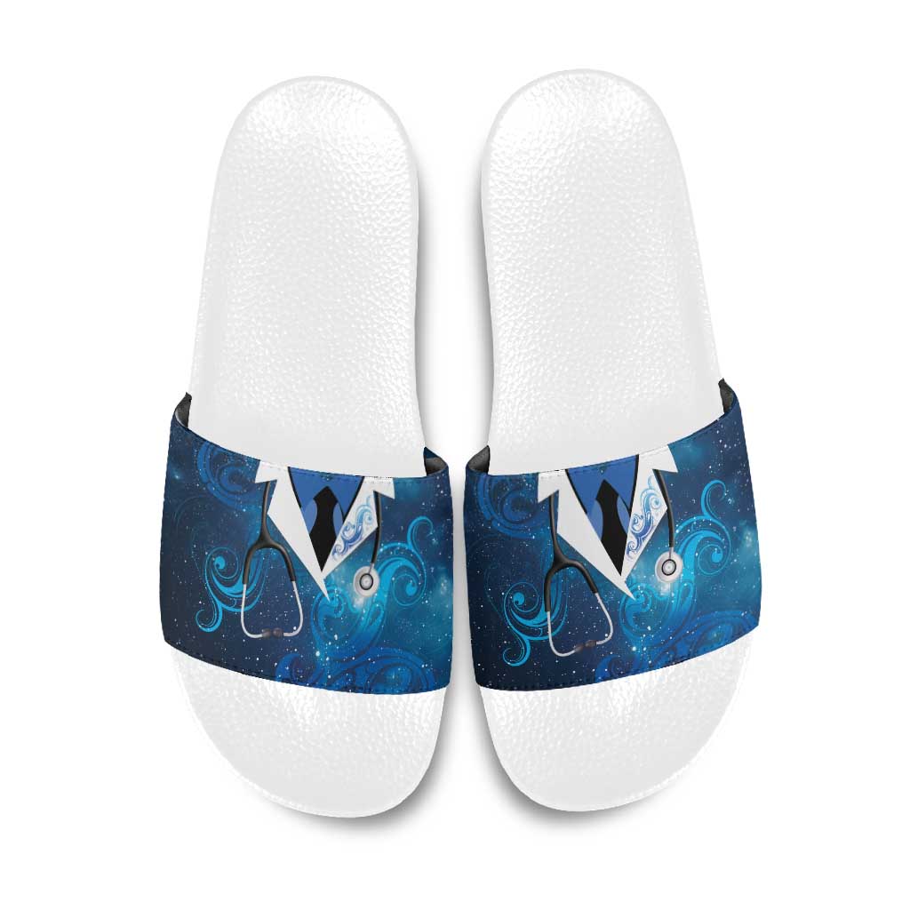 New Zealand Nurses RN Slide Sandals Galaxy Stethoscope Maori Motif LT9 Galaxy - Polynesian Pride
