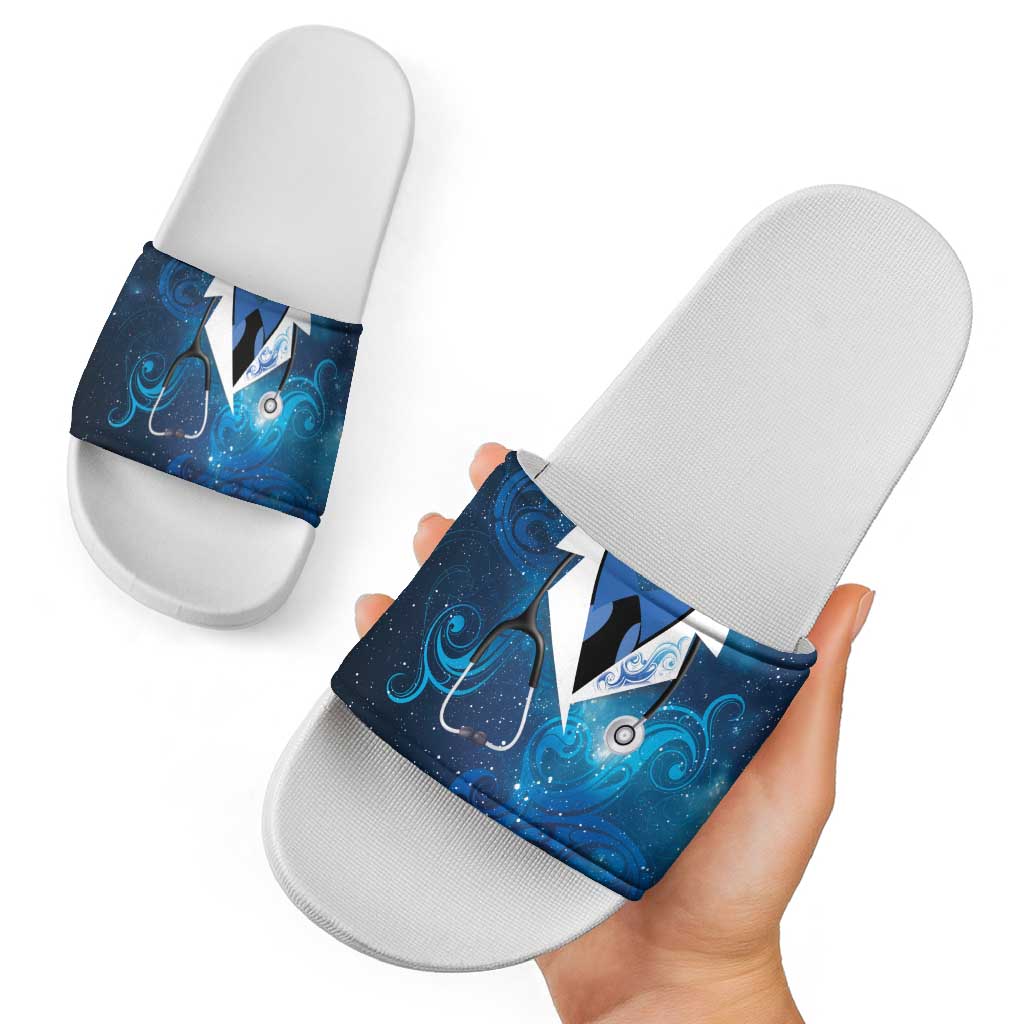 New Zealand Nurses RN Slide Sandals Galaxy Stethoscope Maori Motif LT9 - Polynesian Pride