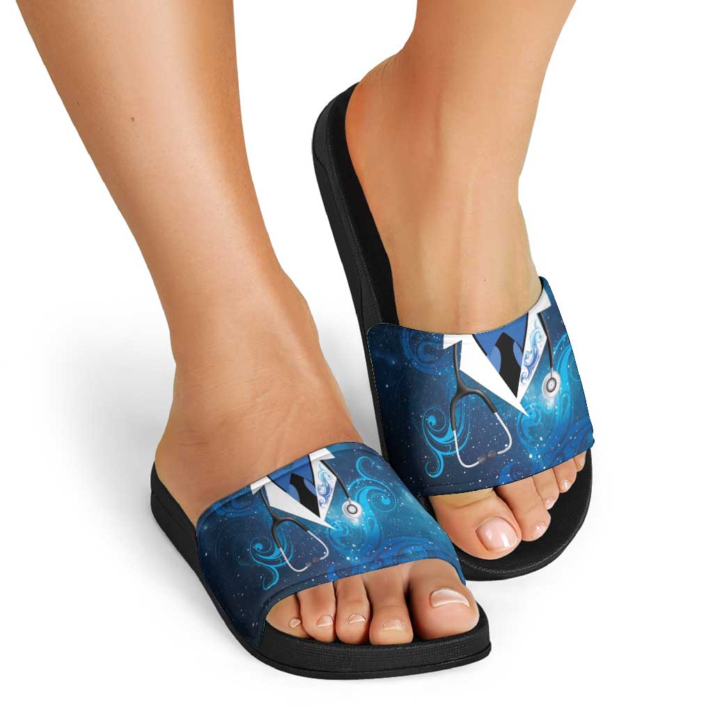 New Zealand Nurses RN Slide Sandals Galaxy Stethoscope Maori Motif LT9 - Polynesian Pride
