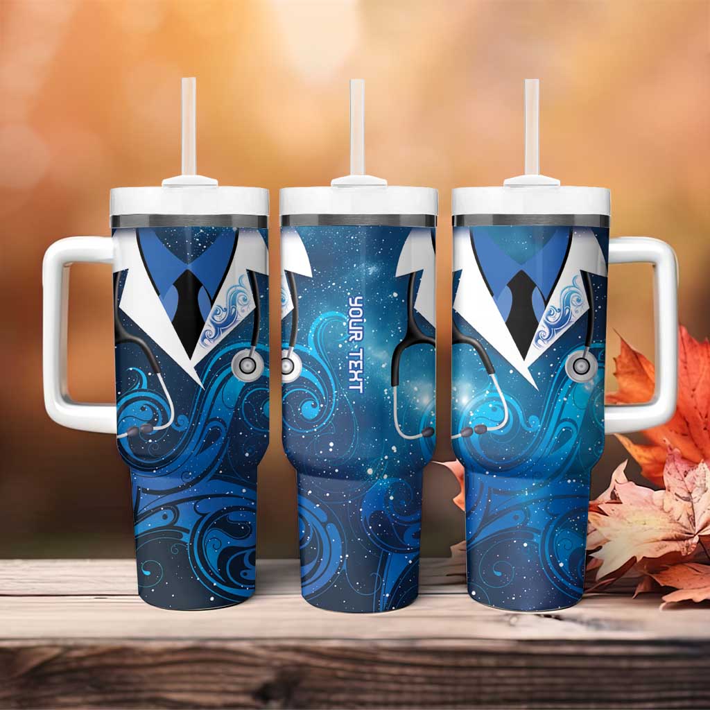 New Zealand Nurses RN Personalised Tumbler With Handle Galaxy Stethoscope Maori Motif LT9 - Polynesian Pride