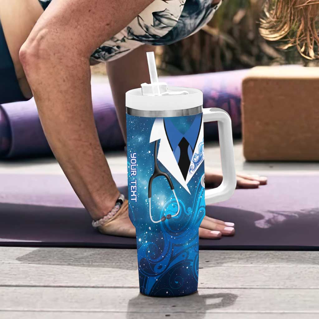 New Zealand Nurses RN Personalised Tumbler With Handle Galaxy Stethoscope Maori Motif LT9 - Polynesian Pride