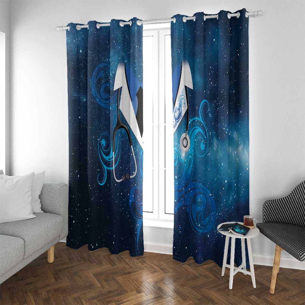 New Zealand Nurses RN Window Curtain Galaxy Stethoscope Maori Motif LT9 With Grommets Galaxy - Polynesian Pride