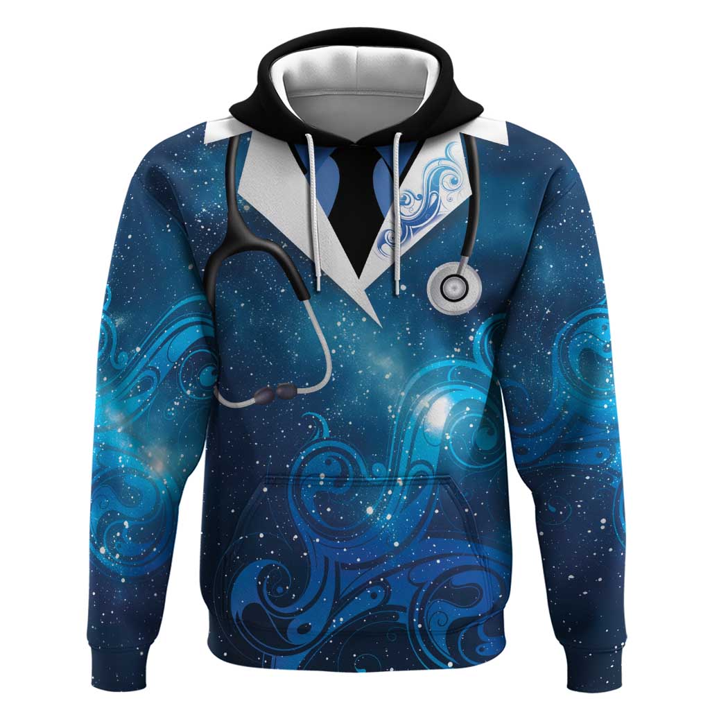 New Zealand Nurses RN Personalised Zip Hoodie Galaxy Stethoscope Maori Motif LT9 Pullover Hoodie Galaxy - Polynesian Pride